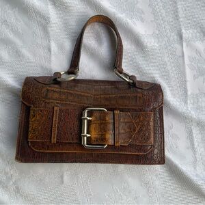 TOSCA BLU Brown Croc-Pattern Satchel